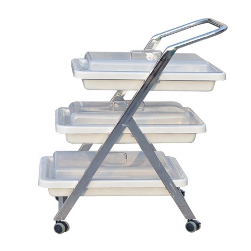 Servizio 51.5CMMedical dell'endoscopio 630MM carretto pratico medico del carrello dello scaffale di acciaio inossidabile di tre strati
